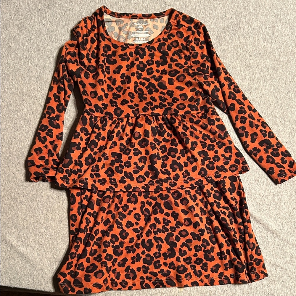 Chic Leopard Print Kids Dress - Orange and Black